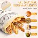 Natural Beeswax Bread Bags for Sourdough and Homemade Bread, Reusable Bread Storage Bags, XL Large Capacity, Freshness Keeping and Freezer Safe, 2 Pack | All Natural Beeswax
