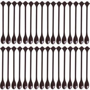 200 Pcs Coffee Cocktail Stirrer Stick Spoon Disposable Plastic Mini Stir Cup Drink Kitchen Dining Coffee Tea Spoon, Utensils Accessories Bar Restaurant, Brown