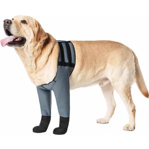 Dog Socks & Boots - Waterproof Anti-Licking Paw Protectors with Non-Slip Bottom, Post-Surgery Recovery Sleeves for Wound Protection (Grey, L)