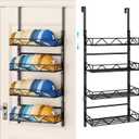 HapiRm Over the Door Hat Organizer - 4 Tier Wall Mounted Hat Rack with 4 Adjustable Metal Basket, Baseball Caps Organizer Storage Holds up to 40 Caps for Door, Bedroom, Closet (Black)