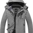 wantdo Men's Waterproof Ski Jacket Warm Winter Snow Jacket Snowboarding Jacket with Hood (Large, Gray)
