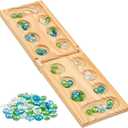 Regal Games Mancala Board Game - Fun Classic Table Game with Wooden Board for Adults & Kids - 48 Glass Mancala Beads & 2 Player Games - Ideal for Family Game Night, Travel (Ages 8+)