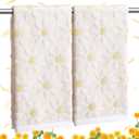 2 Pack Sunflower Hand Towels for Bathroom 14 x 29 in Spring Floral Flower Jacquard Decor 100% Cotton Absorbent Farmhouse Hand Towels for Bathroom Kitchen