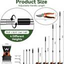 Garden Hoe & Weed Puller Tool with Long Handle, 60 Inch,Manual Weed Remover Tool, 3-in-1 Weed Rake & Grabber & Pruning Shears, Dandelion Gardenia Heavy Duty Uprooting Tool for Yard, Lawn and Garden