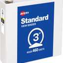 Avery Standard View 3 Ring Binder, 3" Round Rings, 460-Sheet Capacity, 3.5 Inch Wide Spine, 1 White Binder, Ideal for Lightweight Organization and Occasional Referencing (05741)
