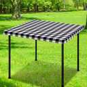Smiry Square Picnic Table Cloth, Elastic Waterproof Fitted Vinyl Tablecloths, Flannel Backed Buffalo Plaid Table Covers for Dining, Camping, Outdoor (Black and White, 34" x 34")