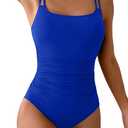 Eomenie One Piece Swimsuit for Women Tummy Control Ruched Bathing Suit Push Up Slimming Swim Suit Double Straps Swimwear S/M