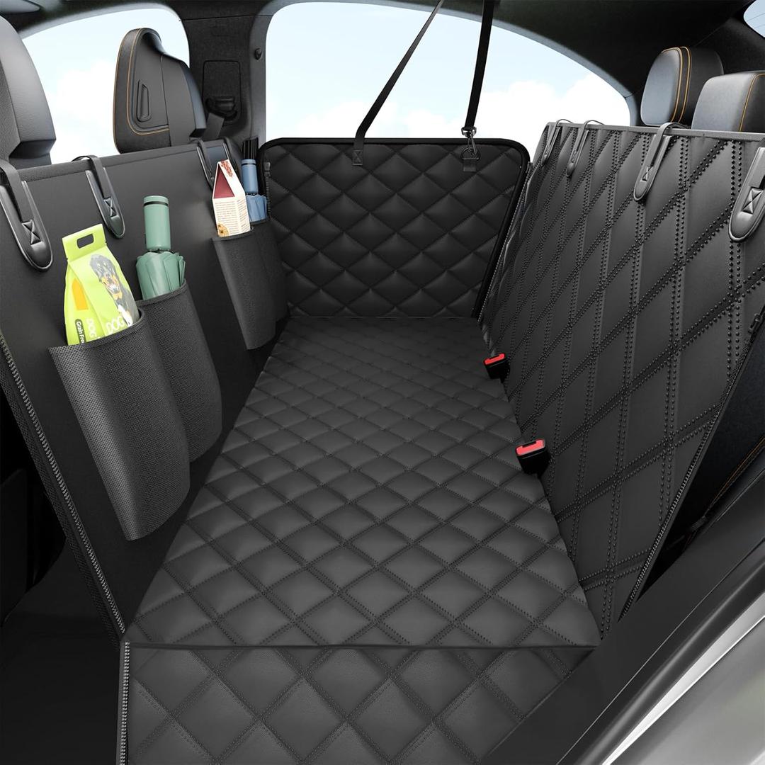 Dog Car Seat Cover for Back Seat,100% Waterproof Scratch Proof Nonslip Seat Cover,600D Heavy Duty Scratch Soft Dog Hammock(All Black)