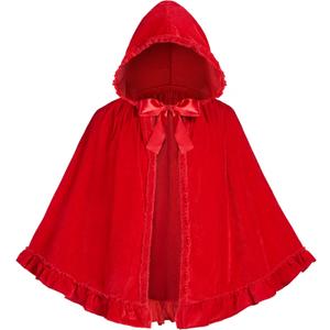 Spooktacular Creations Halloween Red Riding Hood Cape for Adult Women,Short Riding Hooded Cloak for Halloween Costume Cosplay