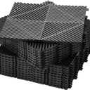 Barydat 72 Pcs 12'' x 12'' Garage Floor Tiles, Interlocking Drainage Flooring, Heavy Duty Non Slip Polypropylene, Easy Install for Garage Deck, Pool, Patio, Shower (Black)