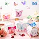 Ctosree 24 Pcs Butterfly Party Favor Boxes Floral Candy Treat Bags Pink Girl Butterfly Gift Paper Box Purple Blue Decor for Princess Birthday Party Baby Shower Supplies