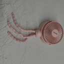 Gaiatop Mini Portable Stroller Fan, Battery Operated Small Clip on Fan, Detachable 3 Speed Rechargeable 360 Rotate Flexible Tripod Handheld Desk Cooling Fan for Car Seat Crib Treadmill Travel Pink