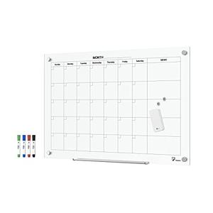 TOWON Tempered Glass Calendar Dry Erase Board for Wall, 3' x 2' Magnetic Whiteboard Calendar Planner for Office, Home, School Supplies, White, 36 x 78 Inches