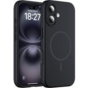Magnetic for iPhone 16 Case, Compatible with MagSafe, Full Camera Protection, Military-Grade Protection 3.0mm Thicken Silicone Phone Cover for 16 6.1", Black