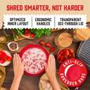 Red Chicken Shredder + 6 Freezer Bags | 20 oz | Hardened, Anti-Slip Chicken Shredder Tool Twist with See-Through Lid | Safer-than-Knives Meat Shredder Tool Twist | Dishwashable | Chicken Puller