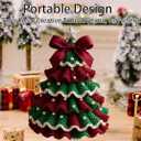 DIY Crochet Christmas Tree Kit,Handmade Crochet Christmas Tree,Tree Bow Pearl Embellishment,Beginner Christmas Crochet Kit,Christmas Craft Kit with Yarn Hook Beads Instructions