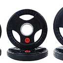 Fitvids Olympic 2-Inch Cast Iron Plate Weight Plate for Strength Training and Weightlifting, Rubber Coate Style, 35LB Set