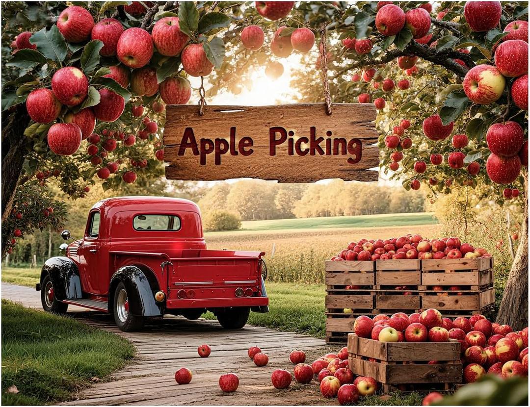 2Pack YYNXSY 7X5FT Apple Backdrop Apple Orchard Backdrop Fall Thanksgiving Party Decorations YY-2540