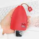 2 x PU Leather Key Fob Case, 5Pcs Key Pouch for Car Keys Keychain Holder Love Heart Decor Key Case, 5 Colors