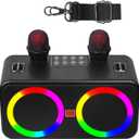 Karaoke Machine for Adults & Kids, Portable Bluetooth Speaker with 2 Wireless Microphones, PA System with Lights for Party Indoor/Outdoor, Supports USB/TF/TypeC