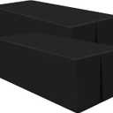 homing 2 Packs Rectangle Fitted Tablecloth, Washable Fabric Table Cloth for 6 Foot Tables, Water Resistant Table Cover for Party, Trade Show, Outdoor and Indoor (Black, 30" x 72")
