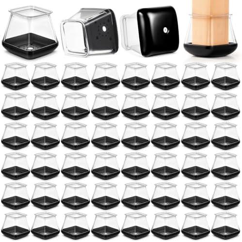 IANFAN 24Pcs Clear Chair Leg Sliders for Carpet, Square Chair Leg Floor Protectors Glides, Silicone Furniture Pads Legs Protector Caps, Carpet Protectors Table Feet Covers Pads (Fit 1-1/8" ~ 1-1/2")
