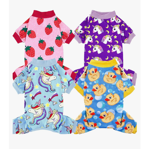 XPUDAC 4 Pack Dog Pajamas for Small Dogs Cats Plaid Dog Clothes Puppy Onesies Pet Christmas Pajamas Puppy Jumpsuits Pet Pjs Shirt Apparel