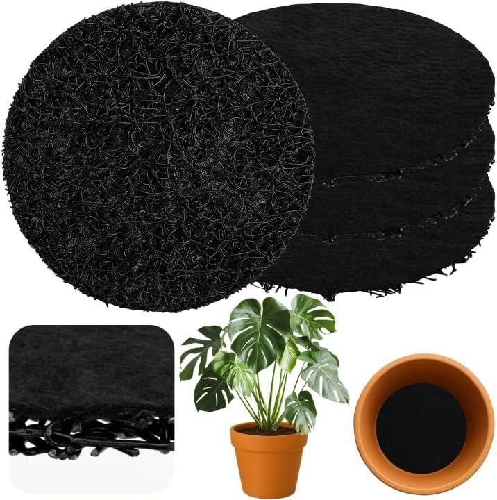 4 Pack Pot Mesh Drainage Discs, 12 Inch Thickened Drainage Hole Insert Pads, Reusable Plant Pot Bottom Mesh Mats for Indoor Outdoor Gardening to Prevent Soil Loss and Keep Root Healthy