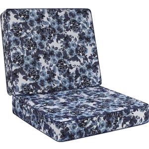 Favoyard Deep Seat Patio Cushion 22 x 22 x 3 in Waterproof Seat & Back Cushion Set with Color Fade Resisitant Pattern, Portable Handle, Attach Straps, Zipper on Removable Cover for Outdoor Furniture