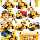 FLY2SKY Take Apart Toys for 3 4 5 6 7 8 Year Old Boys 9 in 3 Construction Toy with Electric Drill Take Apart Truck Set DIY Engineering Building Toy Push & Go STEM Toy Gift for Boys Toys Age 6-8