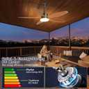 Outdoor Ceiling Fan with Lights, 48 Inch Plug in Gazebo Fans with Remote APP Control, Quiet DC Motor, Dimmable 3CCT, Waterproof Hanging Fans for Covered Patios, Porch, Wood Color