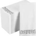 FOCUSLINE 200 Linen Feel Disposable Bathroom Napkins, Soft and Absorbent Paper Guest Towels, Cloth-Like Paper Hand Towels Decorative Napkins for Parties, Weddings, Dinners or Events, Silver, 12" x 17"