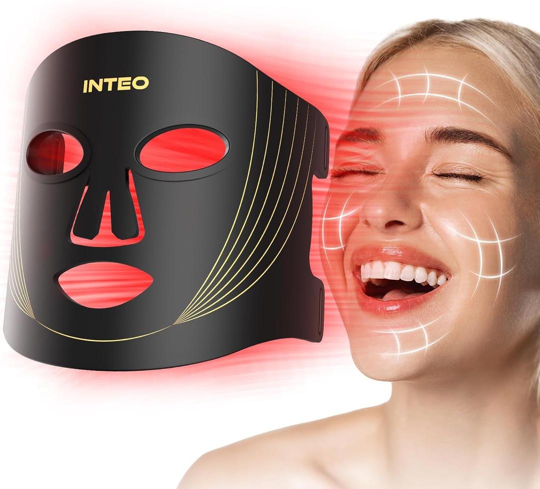 Red Light Therapy for Face, 3 Modes Portable Led Face Mask Light Therapy with Remote, Near-infrared 850 Red Light Mask with Timing Function, Led Light Therapy At Home 180 LED Beads (Black Golden)