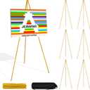 JEAWIWI 7PCS Golden Easel Stand for Wedding Sign Stand, 66 Inch Adjustable Metal Easels for Display, Portable Folding Easel for Wedding, Display Show, Arts, Poster with Portable Bags