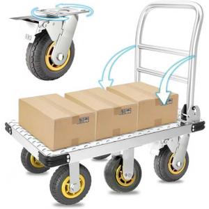 Foldable Push Cart Dolly, Moving Platform Hand Truck, Heavy Duty 2200 lbs. Capacity, with Brake and 6" 360 Degree Swivel Wheels