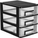 DOITOOL 3 Tier Plastic Drawer Type Closet Plastic Home Office Storage Organizer Makeup Organizer Storage Station Cubes Cosmetics Jewelry Box for Bathroom Dorm Desk Office