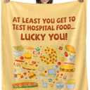 Funny Get Well Gifts for Women, Extra Large Inspirational Hospital Food Humorous Blanket, Hilarious Thinking of You Plush Throw for Mom Sister Friend, Soft Recovery Care Package, 50"x70" (Yellow2)