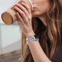 Silver Watch Bands for Women Compatible with Apple Watch Band 46mm 42mm(S3/2/1) 44mm 45mm 49mm Adjustable Unique Charms Metal Strap Chain Bracelet for iWatch Series 11/10/9/8/7/6/5/4/3/2/1/SE/Ultra