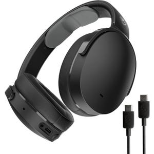 Skullcandy Hesh ANC Wireless Over-Ear Bluetooth Headphones with Extra USB-C Charging Cable, Active Noise Canceling, 22 Hrs Battery, Foldable Lightweight Design, Microphone iPhone Android - True Black
