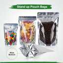 BELLE KR 4x6 Mylar Bags for Freeze Dried Candy - Pack Of 100-7.5mil Thick - 1/2 Pint Stand Up Small Clear Mylar Bags with See Through Window for Freeze Drying - Labels Included
