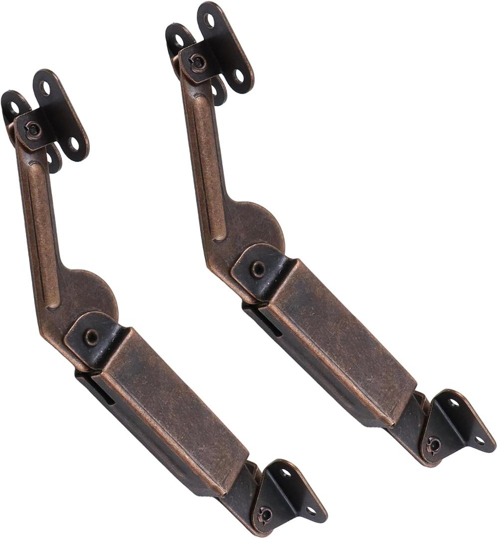 T Tulead Spring Lid Support Left Right Lid Support Down Hinge Red Bronze Iron Support Box Cabinet Hardware Pack of 2 with Mounting Screws