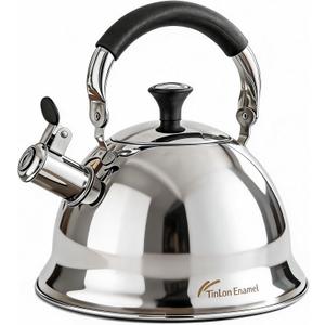 Stainless Steel Whistling Tea Kettle Stovetop - 3.1QT Tea Top Mirror Finish, 304 Stainless Interior, Foldable Handle, Fast Heating for Tea, Coffee & Gifts
