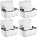 4 Pieces Wipes Dispenser Baby Wipes Case Container Case Wet Wipe Holder with Sealing Design Refillable Baby Wipe Dispenser Easy Open and Close (Gray)