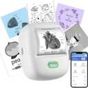 ORGSTA Sticker Printer Mini Printer S002 PrintPods Bluetooth Portable Sticker Maker with 1 Roll Paper Thermal Inkless Label Maker Machine Impresora Porttil Instant Print for Notes, Journal, DIY, Gift (White)