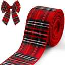 Hying Christmas Ribbons for Wreath Bows, 2.5"10 Yards Xmas Wired Edge Red Buffalo Plaid Ribbon Winter Holiday Craft Ribbons for Gift Wrapping Christmas Decorations Supplies