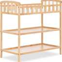Dream On Me Emily Changing Table, Compact and Portable Solid New Zealand Pinewood, Safety Rails, Two Storage Shelves, Includes Water-Resistant 1" Changing Pad — Natural