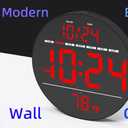 Digital Wall Clock with Large LED Display, Date, Temperature, Auto-Brightness | Small [PLUG-IN] Clock | Modern Electric Wall Clock for Bedroom, Classroom, Living Room, Home, Office, Farmhouse Red