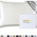 ZIMASILK 22 Momme Silk Pillowcase for Hair and Skin - 100% Pure Mulberry Silk with Hidden Zipper, Grade 6A Luxury Pillow Case for Women, Soft & Durable, Gift Box (Standard 20''x26''Ivory)