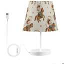 3-Color Dimmable LED Bedside Table Lamp,Cowboy Riding on Horseback Linen Nightstand Light by USB Port,12" High Desk Decor for Living Room Nursery Bedroom Office Cafe