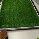 Portable Dog Grass Pad with Tray 35''x23'', Dog Litter Box with Artificial Grass Patch & Washable Reusable Pee Pad for Puppy PottyTraining, Pet Loo Indoor Outdoor Use for Balcony Patio Apartment